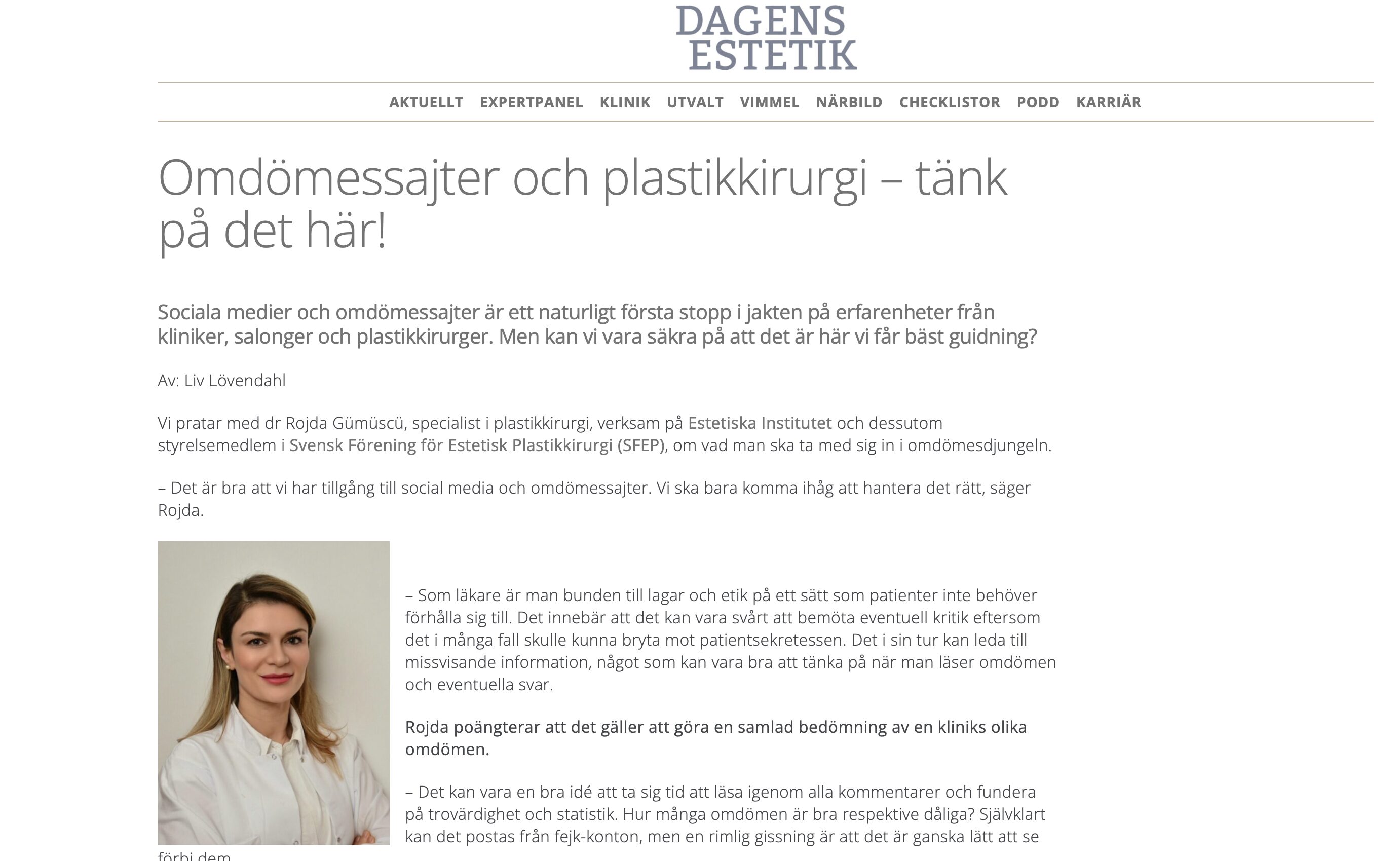 Omnämnda i Dagens Estetik